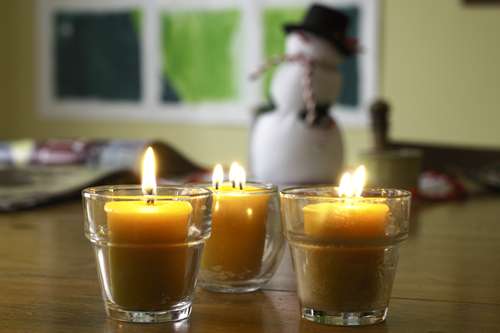 burning beeswax candles