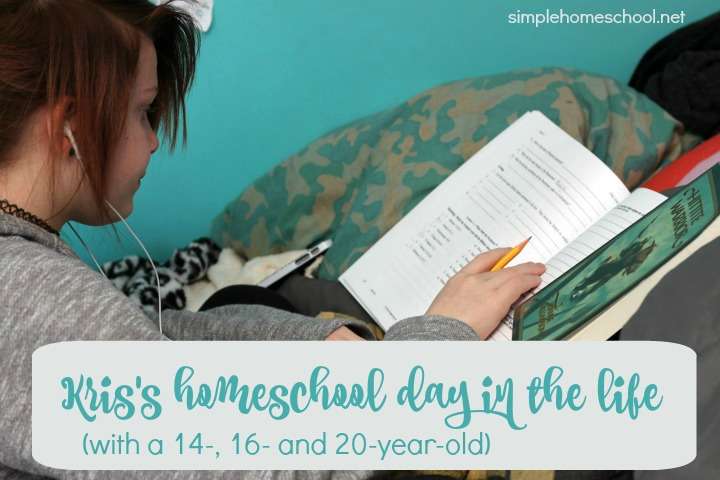 Kris's homeschool day in the life (with a 14-, 16- and 20-year-old)
