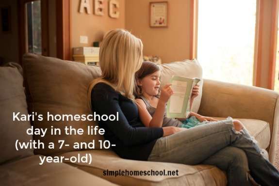 Kari's homeschool day in the life (with a 7- and 10-year-old)