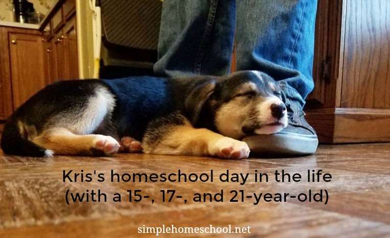 Kris's homeschool day in the life (with a 15-, 17- & 21-year-old)
