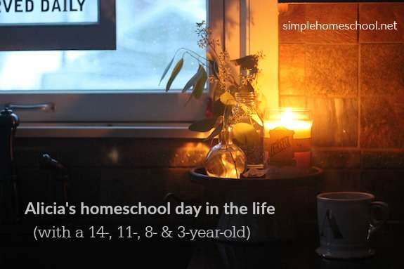 Alicia's homeschool day in the life (with a 14-, 11-, 8- & 3-year-old)