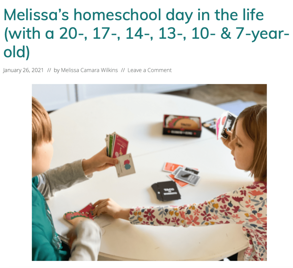 Melissa's homeschool day