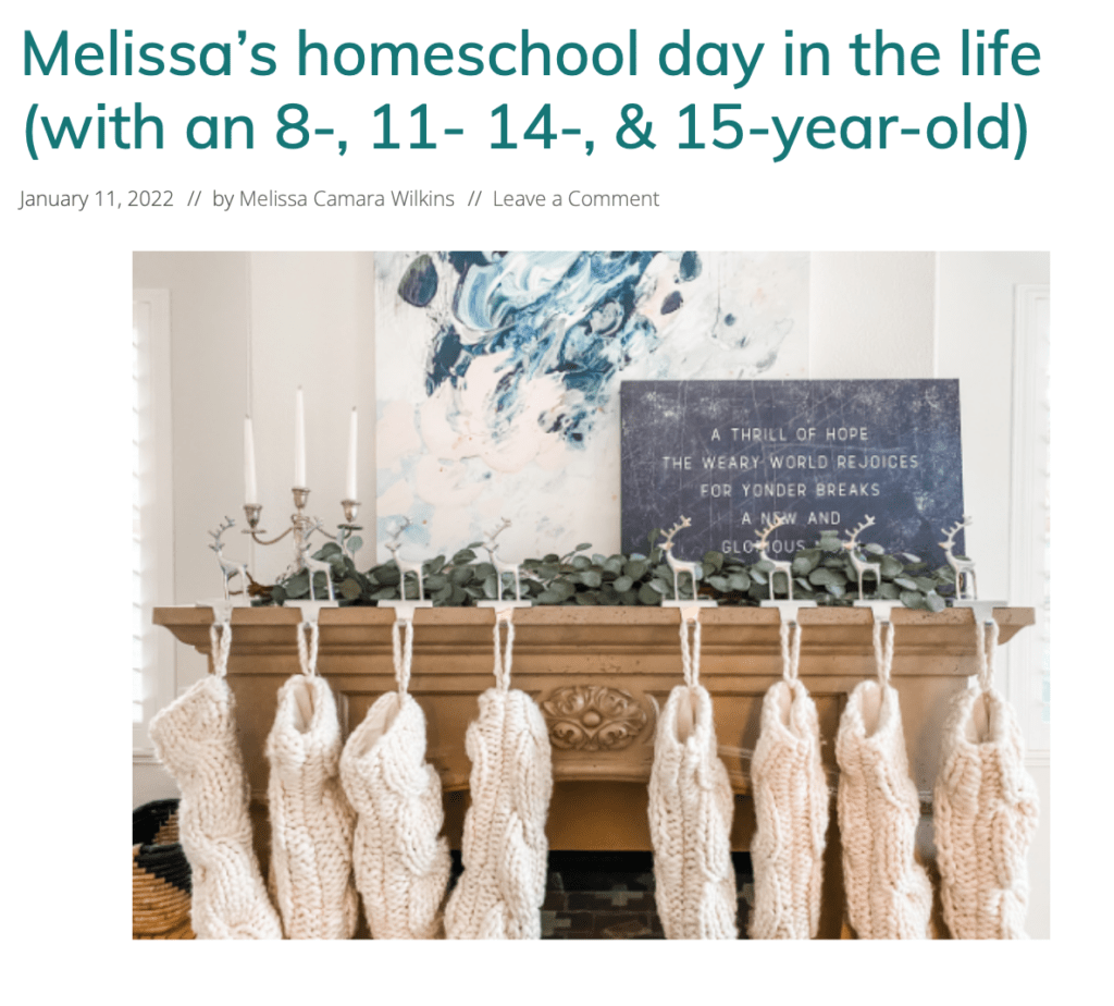 Melissa's homeschool day in the life